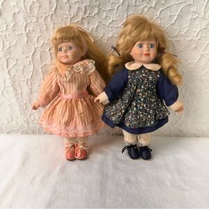 Memories Porcelain Dolls Collectible Small Vintage 2 Sisters Kids Toy- fig